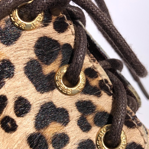 Sperry Top Sider Princeton Ankle Boot women 6M Leopard Print Lace Up High Heel - Picture 15 of 16
